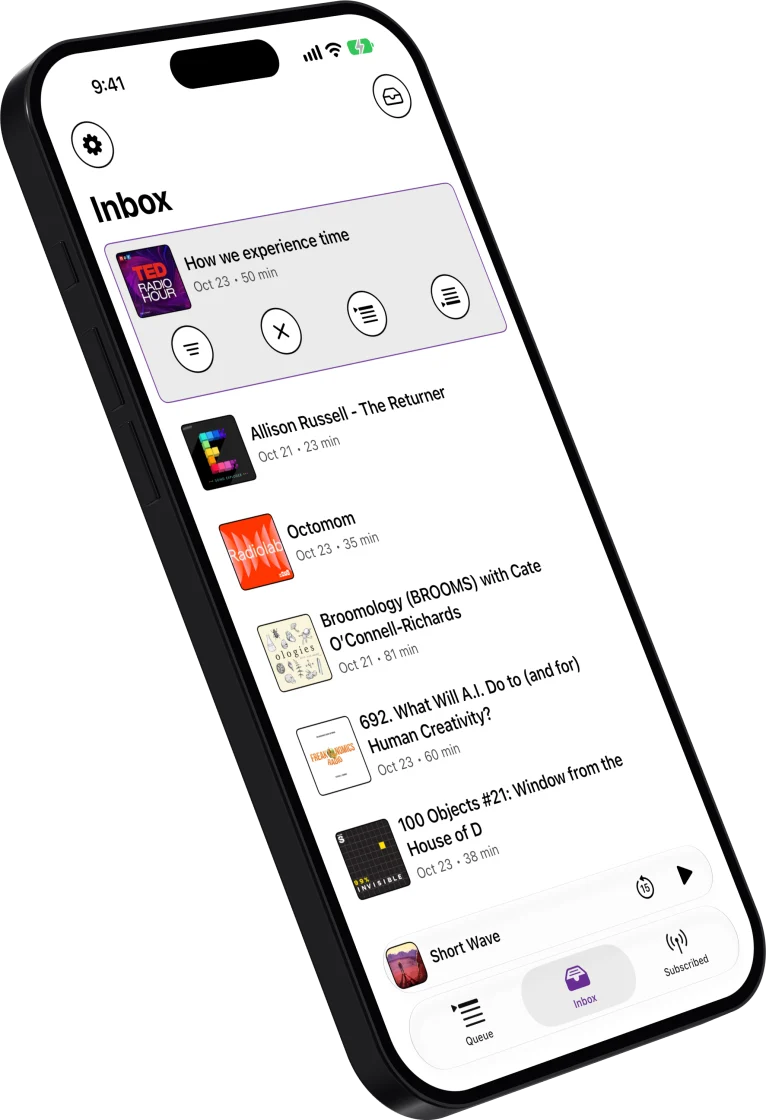 DarkCast Inbox on iPhone in light mode