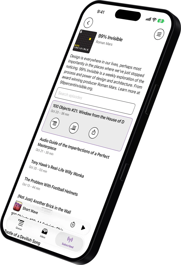 A DarkCast podcast page on iPhone in light mode